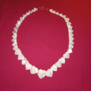Vintage mother of pearl tone layered heart necklace